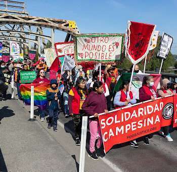 march with banners, "Solidaridad Campesina"