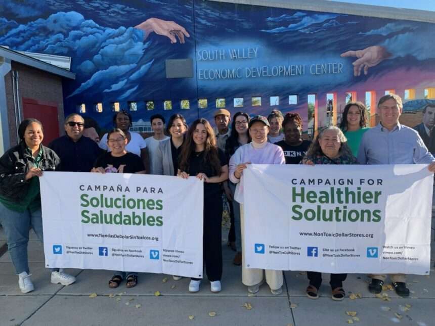 group of people with signs "Campaign for Healthier Solutions"