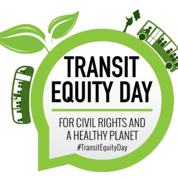 transit equity day logo, green circle with buses
