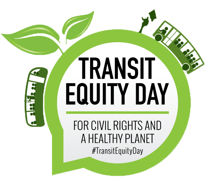 transit equity day logo, green circle with buses